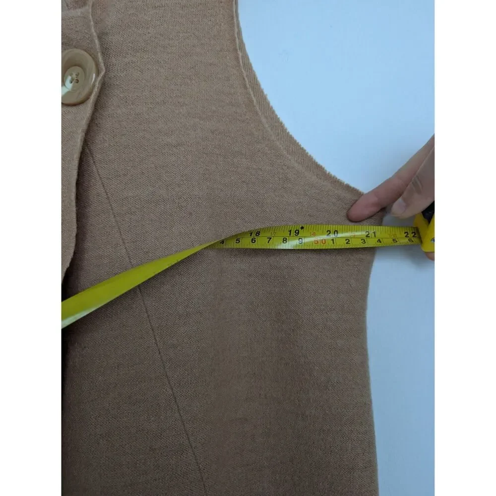Chico's Wool Sleeveless Wrap Longline Duster Tan Cardigan Sz Chico's 2/L - Picture 3 of 16